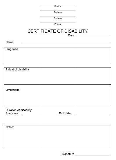Types of Disability Certificates